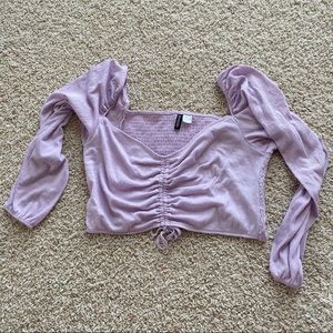Purple H & M Long Sleeve Crop Top